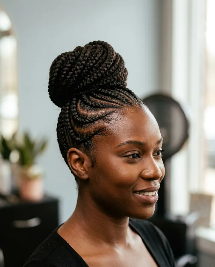 Straight-back cornrows in even parallel rows