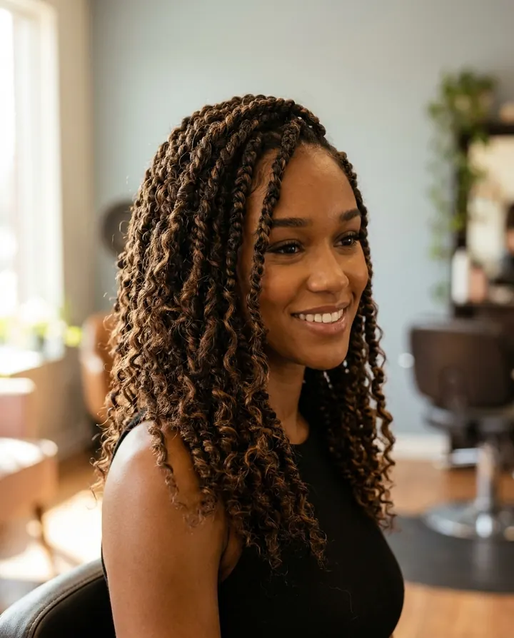 Shoulder-length two-strand twists